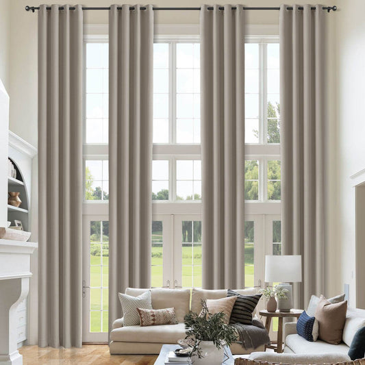 Atlanta Extra Long Room Darkening Curtains Thermal Insulated Noise Reducing Grommet - Cololeaf -- Grey White