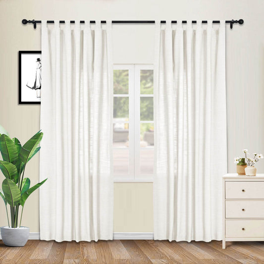 1908 Linen Blend Breathable & Natural Curtain Tab Top - Cololeaf -- #1 Beige White