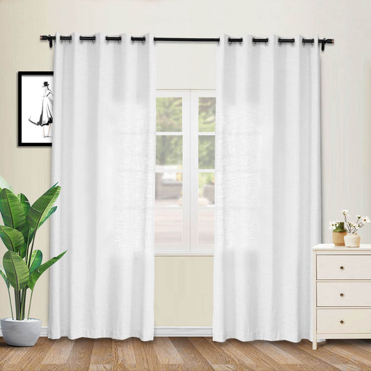 1908 Linen Blend Breathable & Natural Curtain Nickle Grommet - Cololeaf -- #1 Beige White