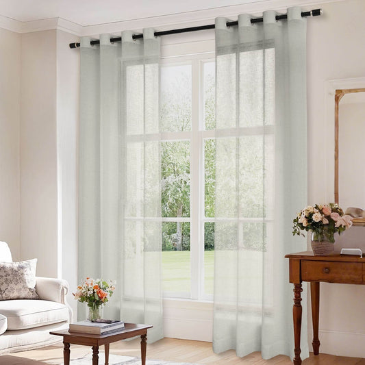 B01 Linen Textured Airy Sheer Curtain Grommet - Cololeaf -- #30 Light Grey