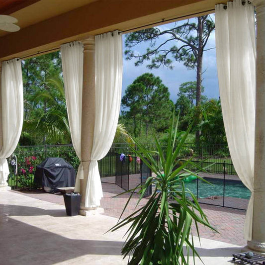 HN906 Semi-Sheer For Outdoor Indoor Living Room Bedroom Hotel Nickle Grommet - Cololeaf -- #4 Beige