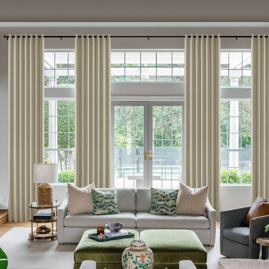 OY66 Extra Long Ultra-Soft Blackout Double-Sided Lightweight Linen Curtain - Cololeaf -- #1 Greyish Beige