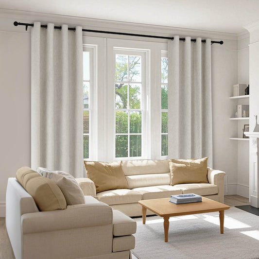1041 100% Blackout Soft Chenille Linen Blend Curtain Grommet & 4 IN 1 - Cololeaf -- #1 White