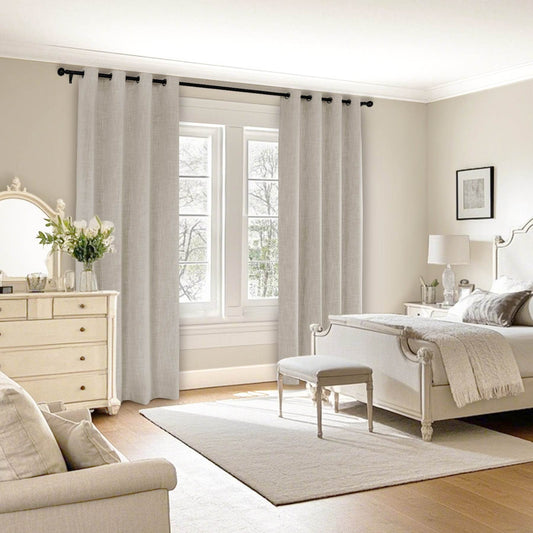 1044 100% Blackout Heavyweight 350GSM Linen Texture Drapes Custom Made - Cololeaf -- #3 Light Beige