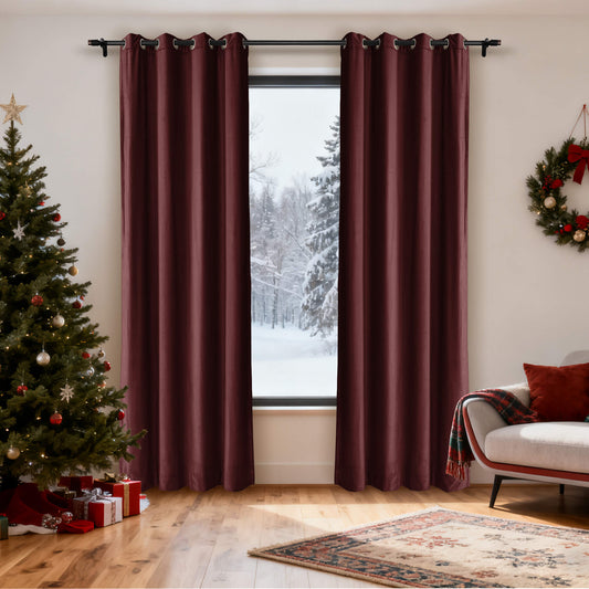 MJ11 Christmas Soft Velvet Blackout Drapes For Bedroom Living Room Holiday Decorations