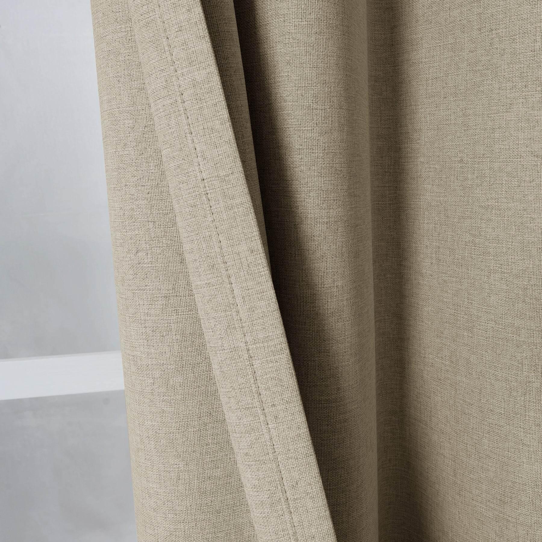 3009 Custom Made 100% Blackout Linen Blend Curtain Grommet & 4 IN 1 - Cololeaf -- #10 Beige