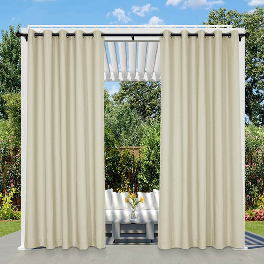 Thalia Linen Blend Outdoor Curtain Custom Made - Cololeaf -- White