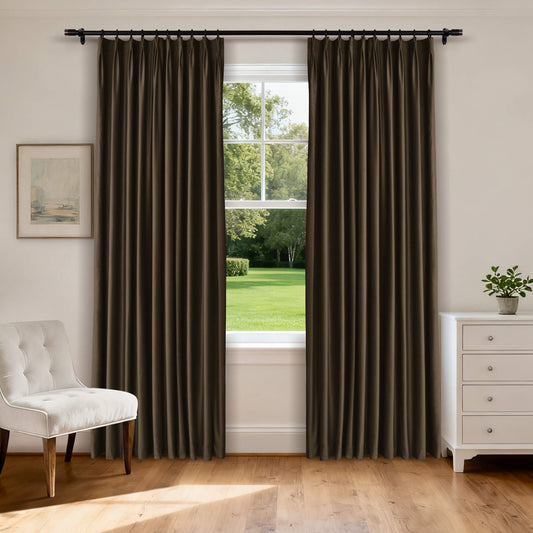 MJ11 Soft Velvet Blackout Drapes For Living Room Bedroom Pinch Pleat