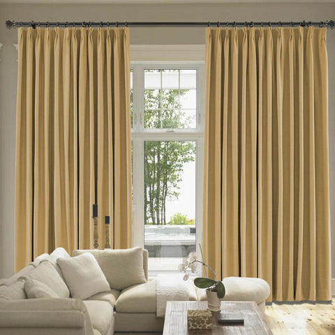 Capri Extra Wide Drape Solid Cotton Heavyweight Curtain Blackout Pinch Pleat - Cololeaf