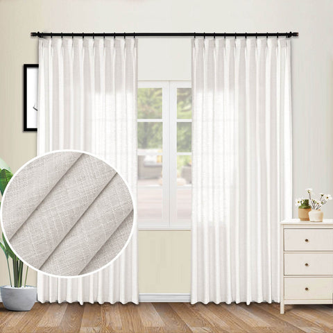 1908 Linen Blend Unlined Breathable & Natural Curtain Pinch Pleat - Cololeaf