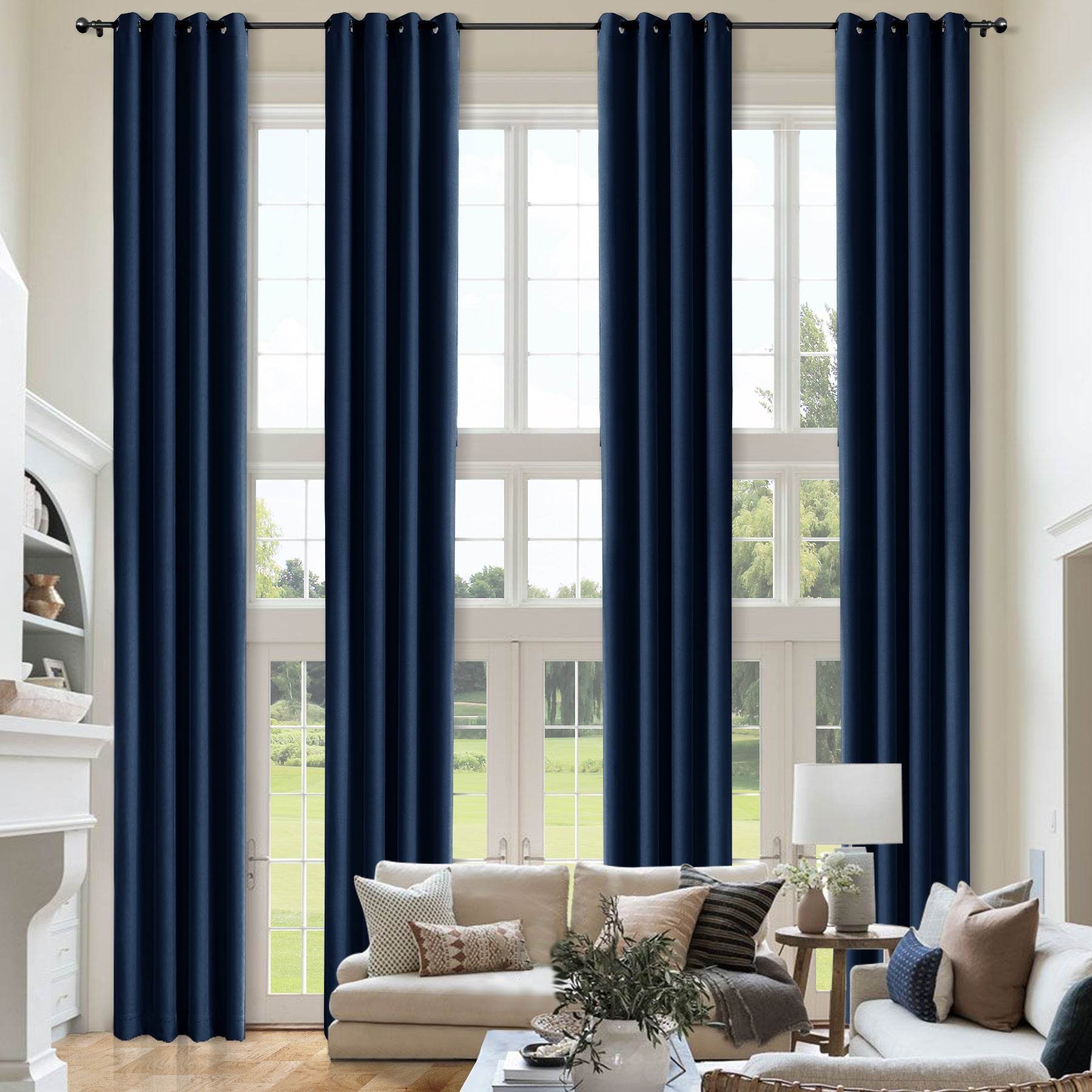 Atlanta Extra Long Room Darkening Curtains Thermal Insulated Noise Reducing Grommet - Cololeaf
