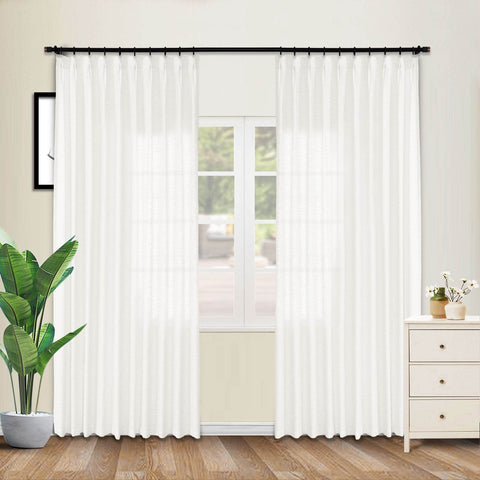 1908 Linen Blend Unlined Breathable & Natural Curtain Pinch Pleat - Cololeaf