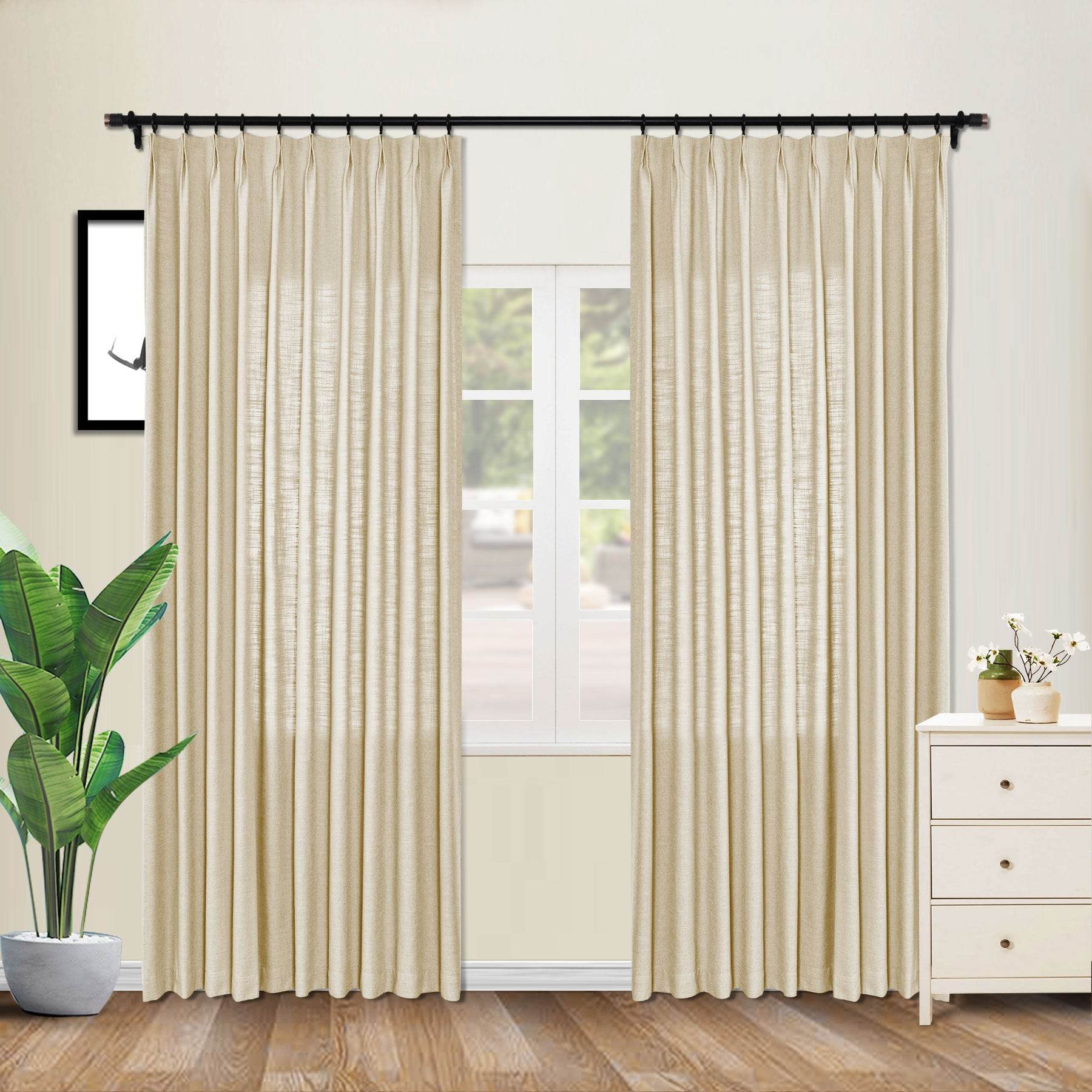 1908 Linen Blend Unlined Breathable & Natural Curtain Pinch Pleat - Cololeaf