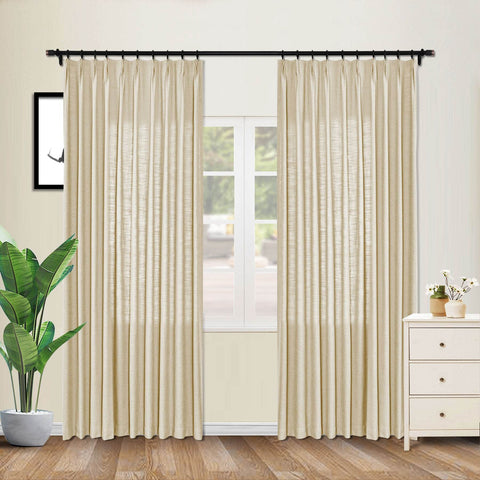 1908 Linen Blend Unlined Breathable & Natural Curtain Pinch Pleat - Cololeaf