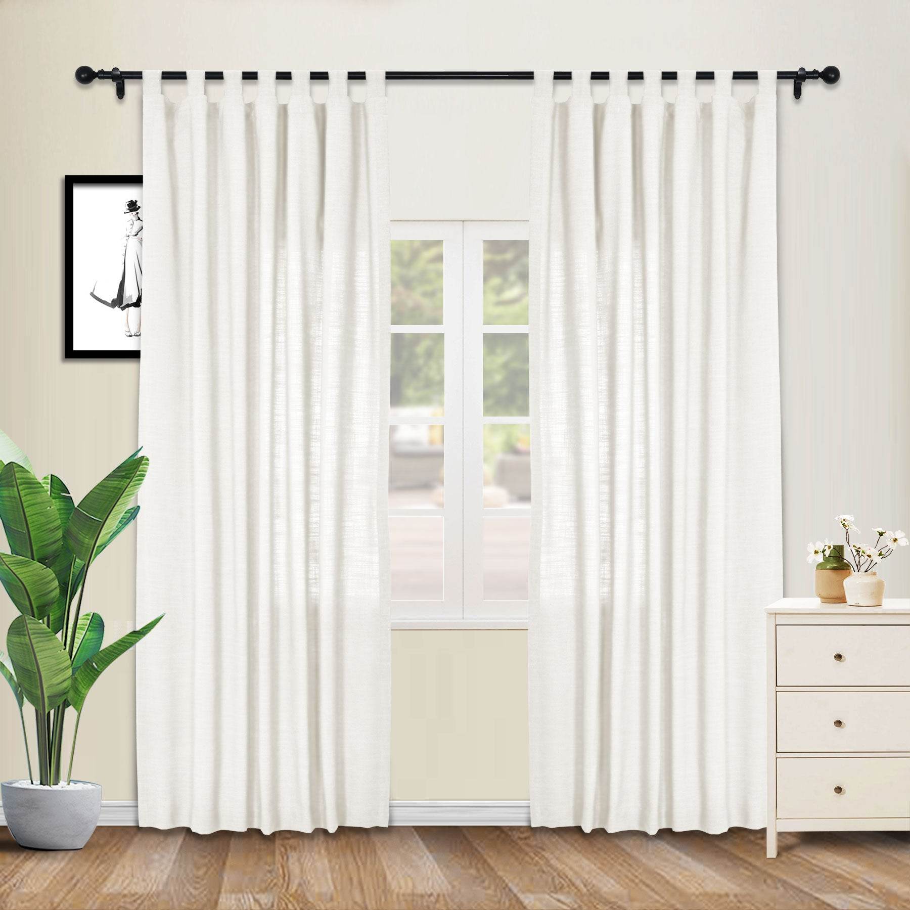 1908 Linen Blend Breathable & Natural Curtain Tab Top - Cololeaf