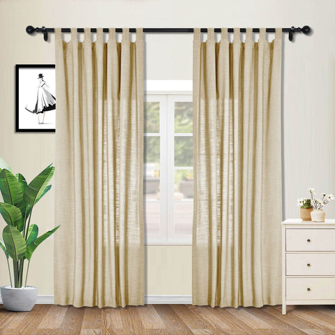 1908 Linen Blend Breathable & Natural Curtain Tab Top - Cololeaf