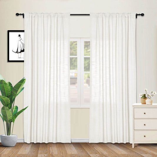 1908 Linen Blend Breathable & Natural Curtain Customizable - Cololeaf