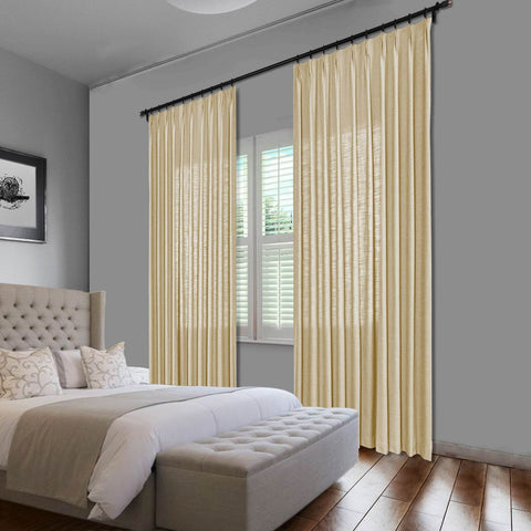 1908 Linen Blend Unlined Breathable & Natural Curtain Pinch Pleat - Cololeaf