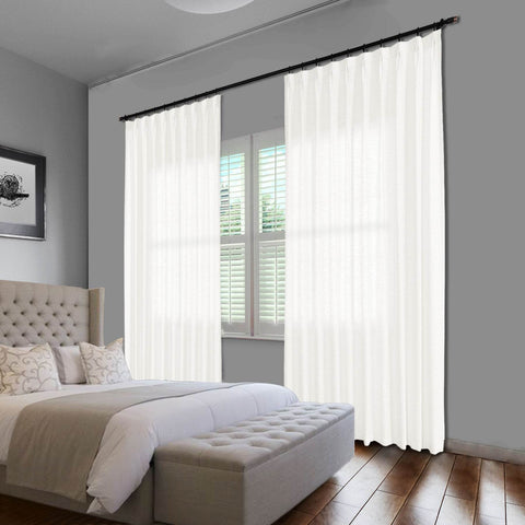 1908 Linen Blend Unlined Breathable & Natural Curtain Pinch Pleat - Cololeaf
