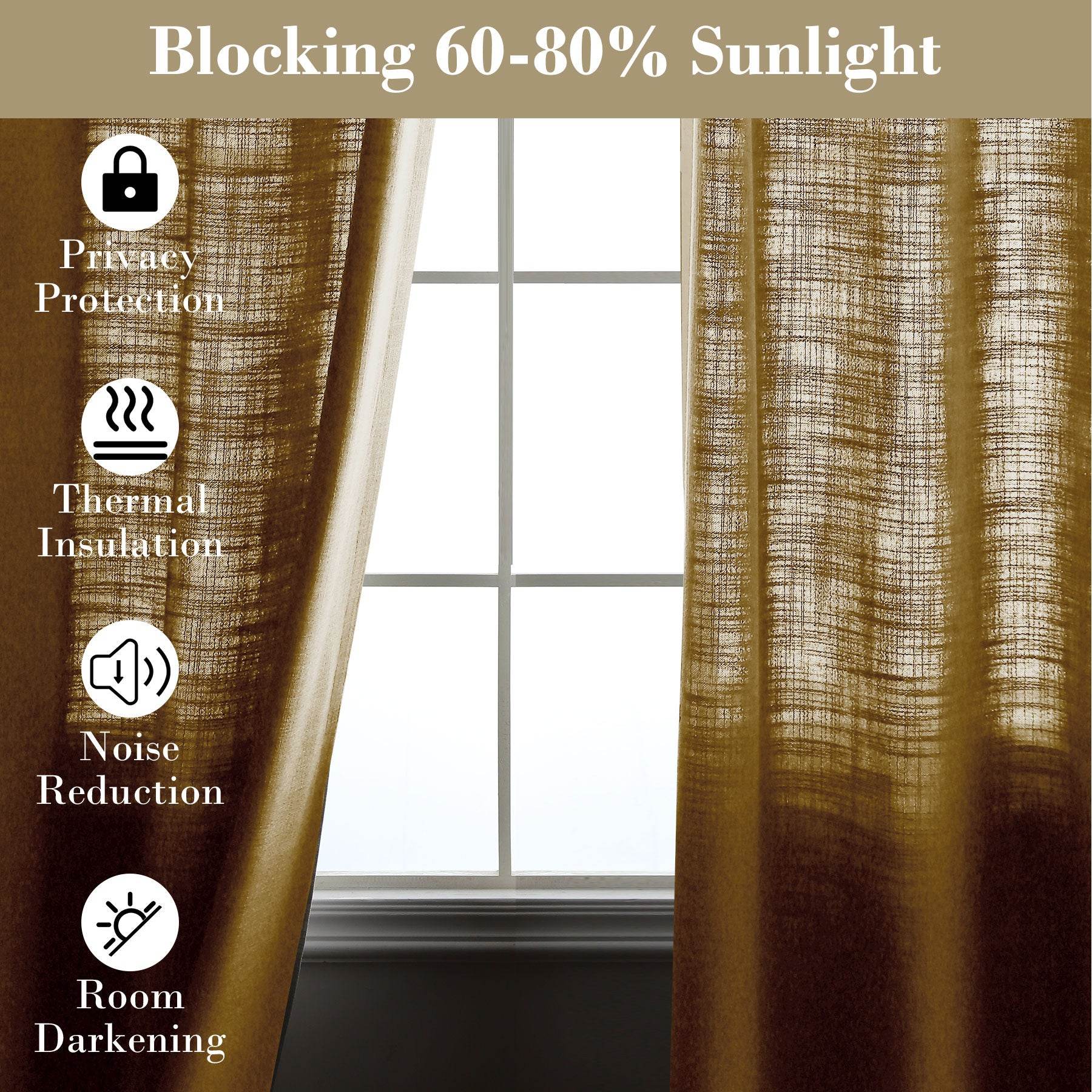 1908 Linen Blend Breathable & Natural Curtain Tab Top - Cololeaf