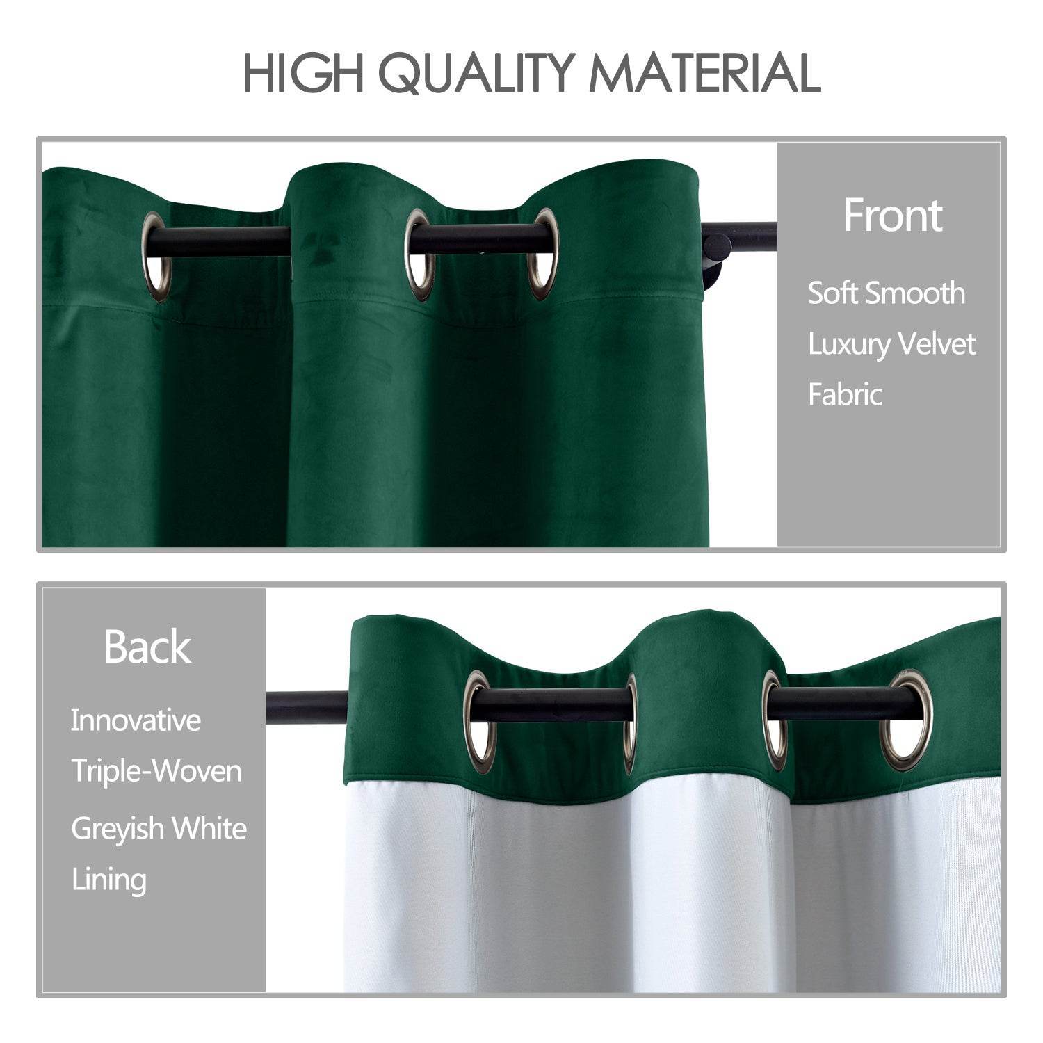 MJ11 Extra Long Soft Velvet Blackout Drapes For Loft Living Room Grommet - Cololeaf