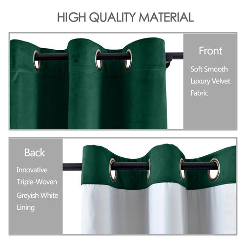 MJ11 Extra Long Soft Velvet Blackout Drapes For Loft Living Room Grommet - Cololeaf