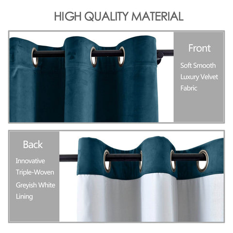 MJ11 Extra Long Soft Velvet Blackout Drapes For Loft Living Room Grommet - Cololeaf