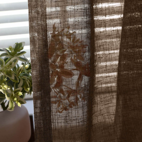 B01 Linen Textured Airy Sheer Curtain Pinch Pleat - Cololeaf