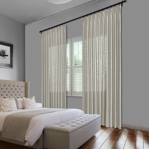 1908 Linen Blend Unlined Breathable & Natural Curtain Pinch Pleat - Cololeaf
