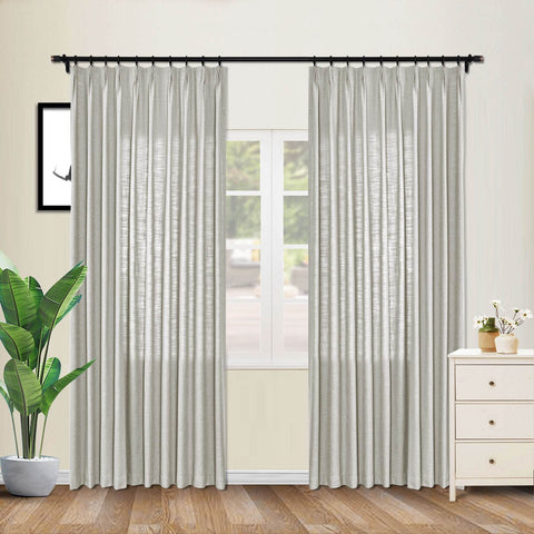 1908 Linen Blend Unlined Breathable & Natural Curtain Pinch Pleat - Cololeaf