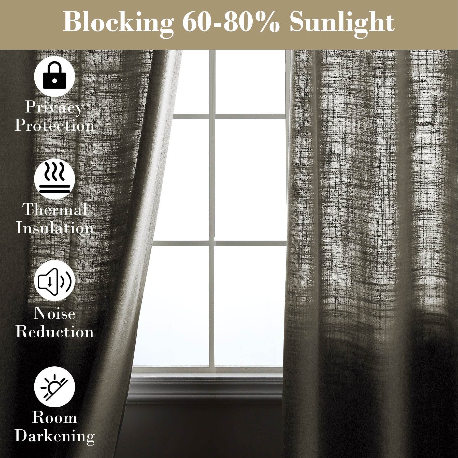 1908 Linen Blend Breathable & Natural Curtain Tab Top - Cololeaf