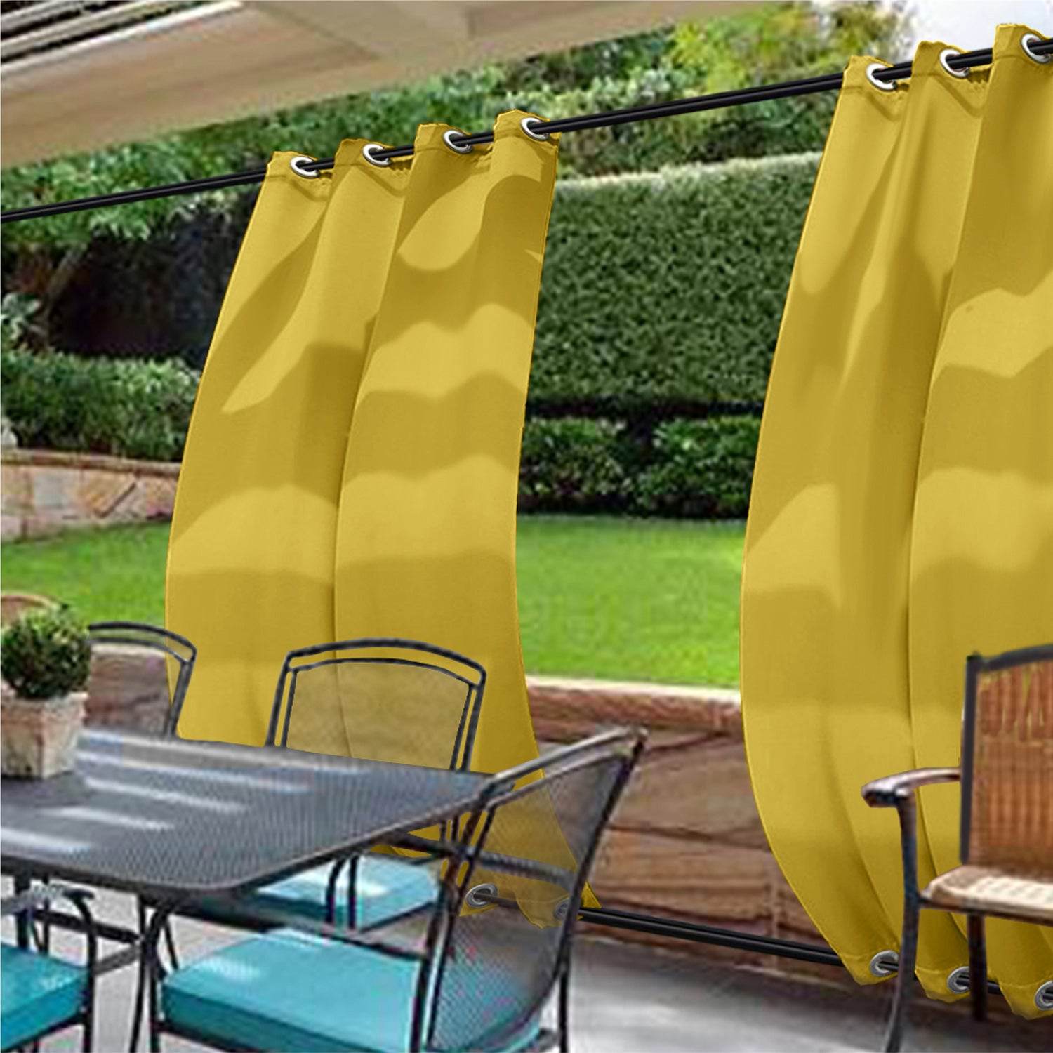 Rose Outdoor Curtains Waterproof Thermal Insulated Blackout Grommets At The Top and Bottom - Cololeaf