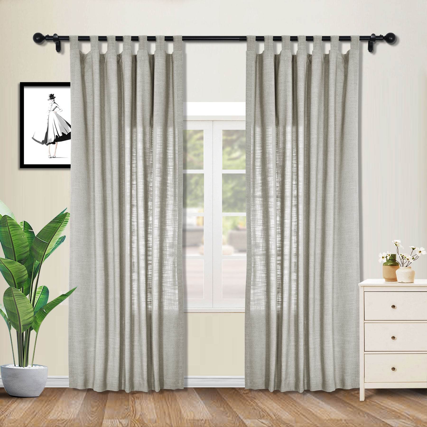 1908 Linen Blend Breathable & Natural Curtain Tab Top - Cololeaf