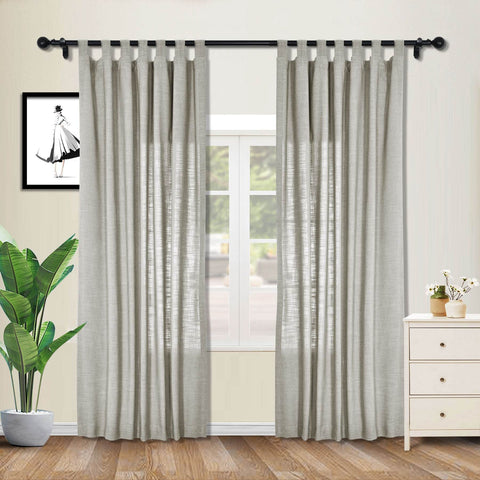 1908 Linen Blend Breathable & Natural Curtain Tab Top - Cololeaf