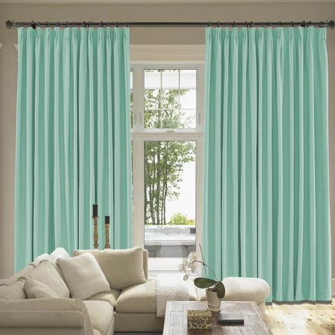 Capri Extra Wide Drape Solid Cotton Heavyweight Curtain Blackout Pinch Pleat - Cololeaf