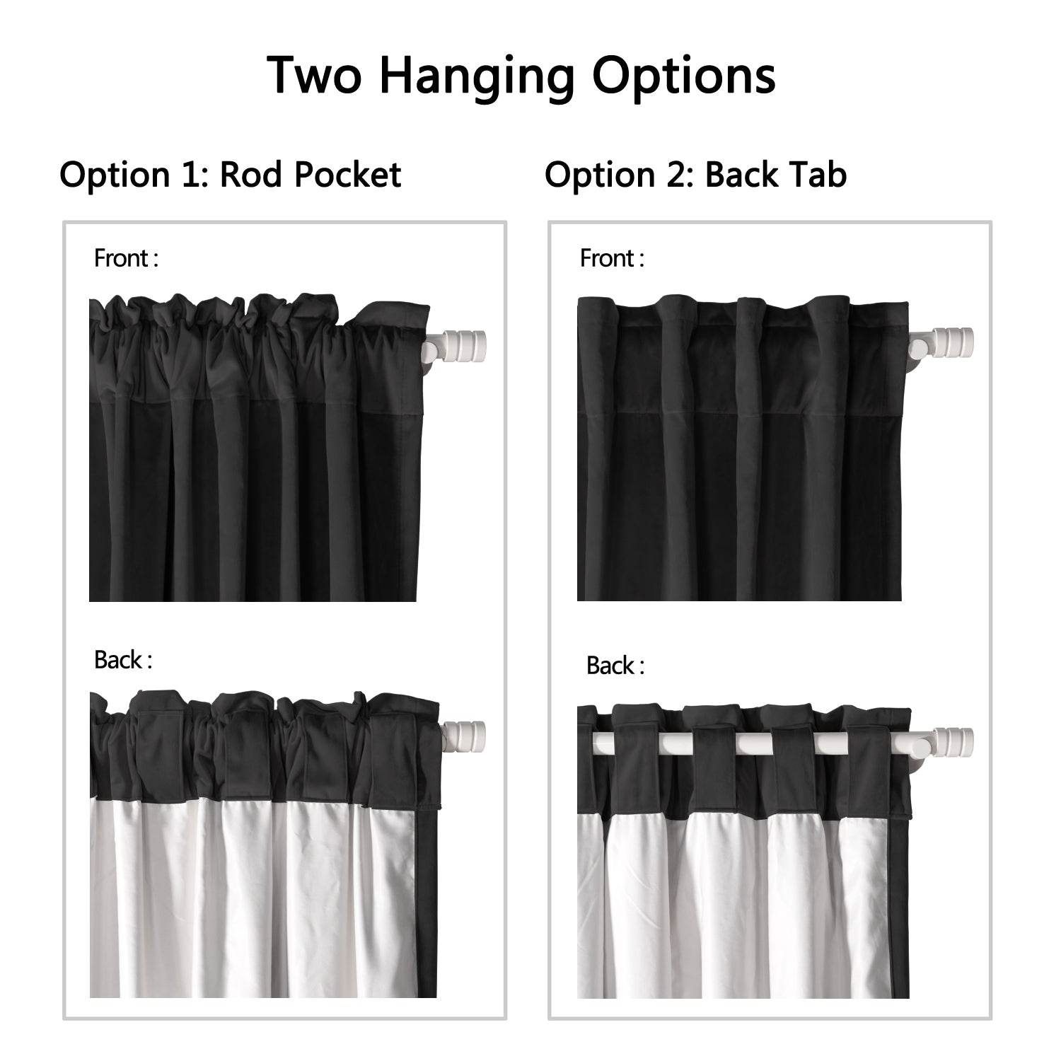MJ11 Soft Soundproof Luxury Velvet Blackout Drapes Back Tab and Rod Pocket - Cololeaf
