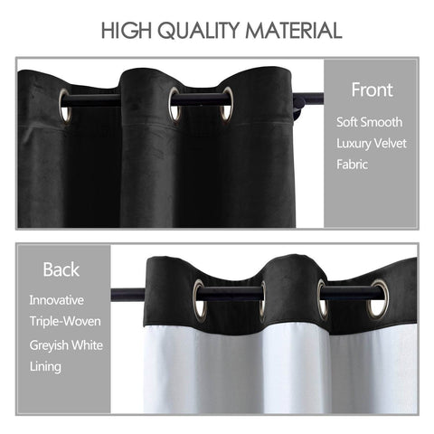 MJ11 Extra Long Soft Velvet Blackout Drapes For Loft Living Room Grommet - Cololeaf