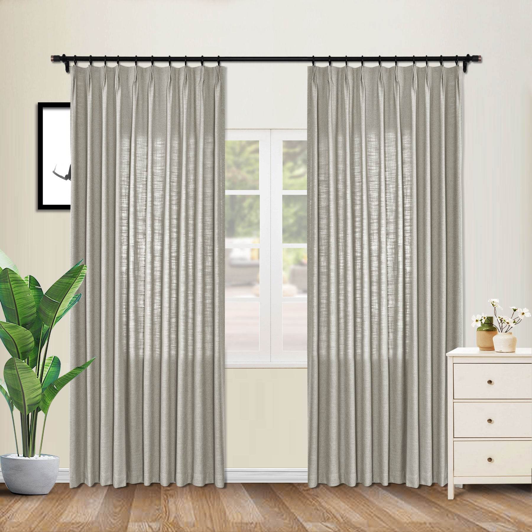 1908 Linen Blend Unlined Breathable & Natural Curtain Pinch Pleat - Cololeaf