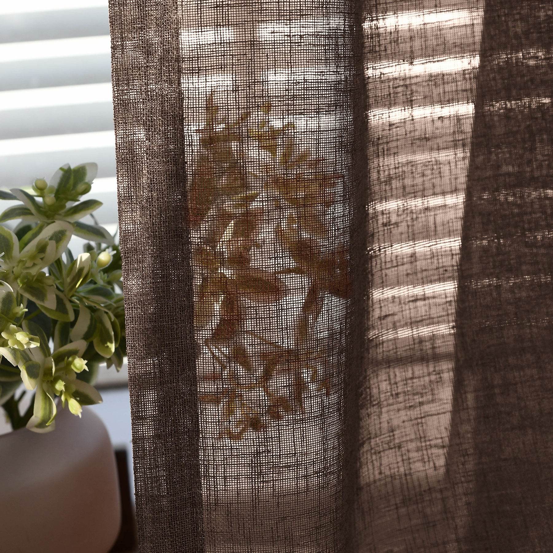 B01 Linen Textured Airy Sheer Curtain Pinch Pleat - Cololeaf