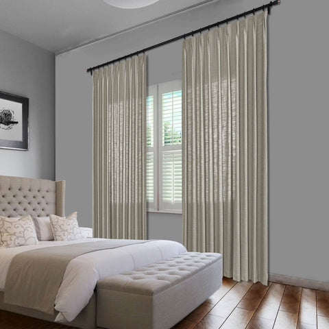 1908 Linen Blend Unlined Breathable & Natural Curtain Pinch Pleat - Cololeaf