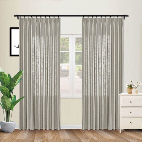 1908 Linen Blend Unlined Breathable & Natural Curtain Pinch Pleat - Cololeaf