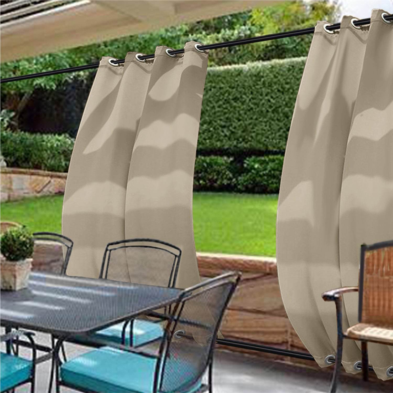 Rose Outdoor Curtains Waterproof Thermal Insulated Blackout Grommets At The Top and Bottom - Cololeaf
