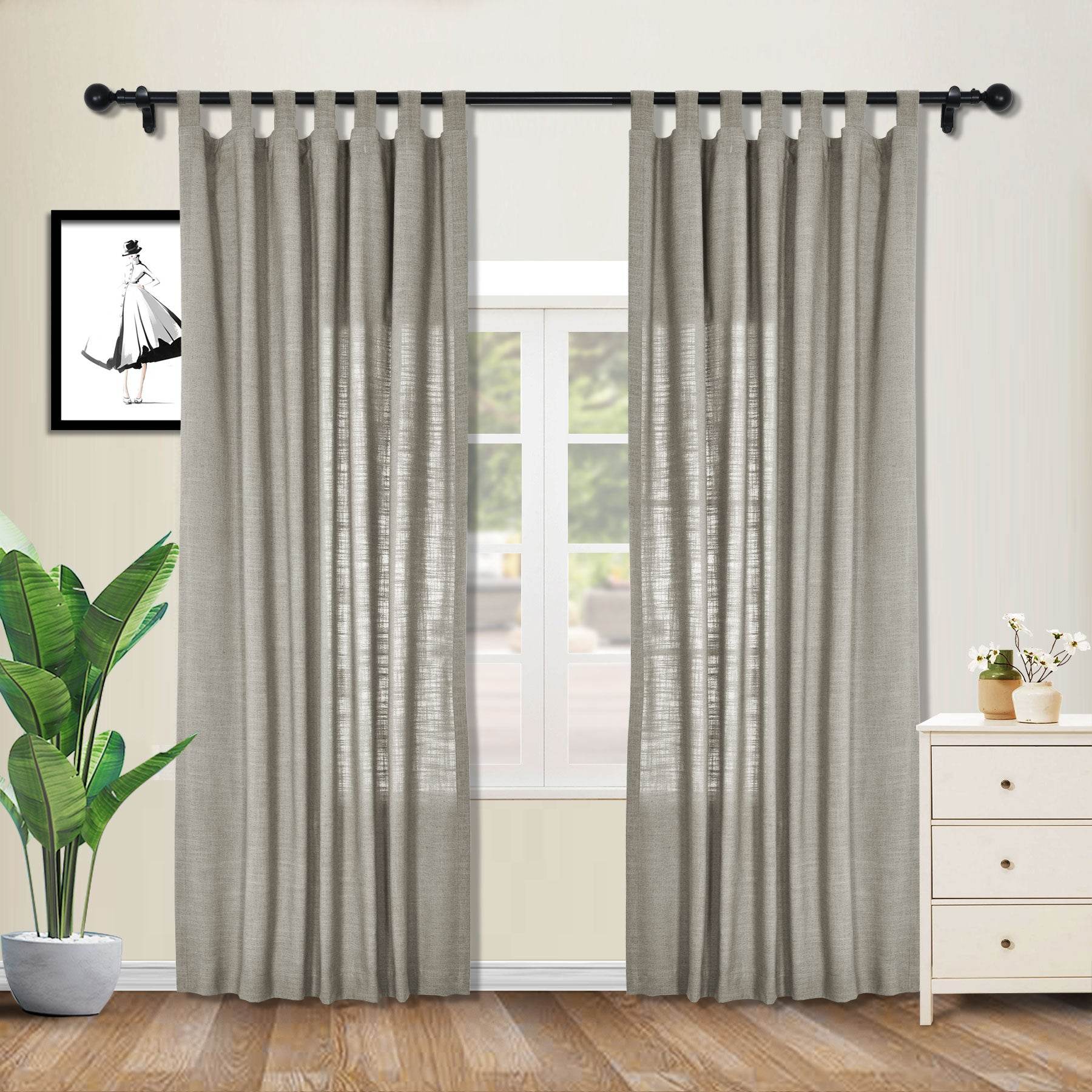 1908 Linen Blend Breathable & Natural Curtain Tab Top - Cololeaf
