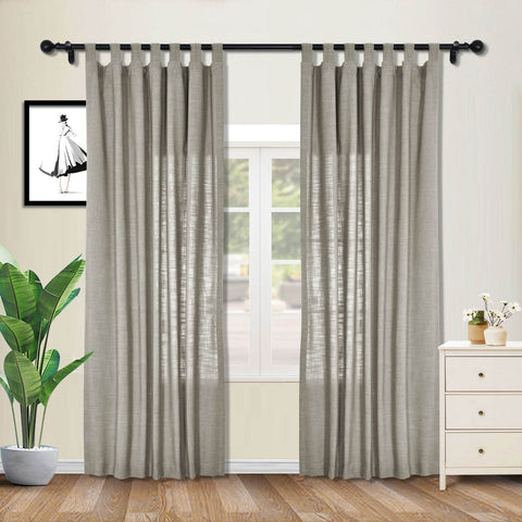 1908 Linen Blend Breathable & Natural Curtain Tab Top - Cololeaf
