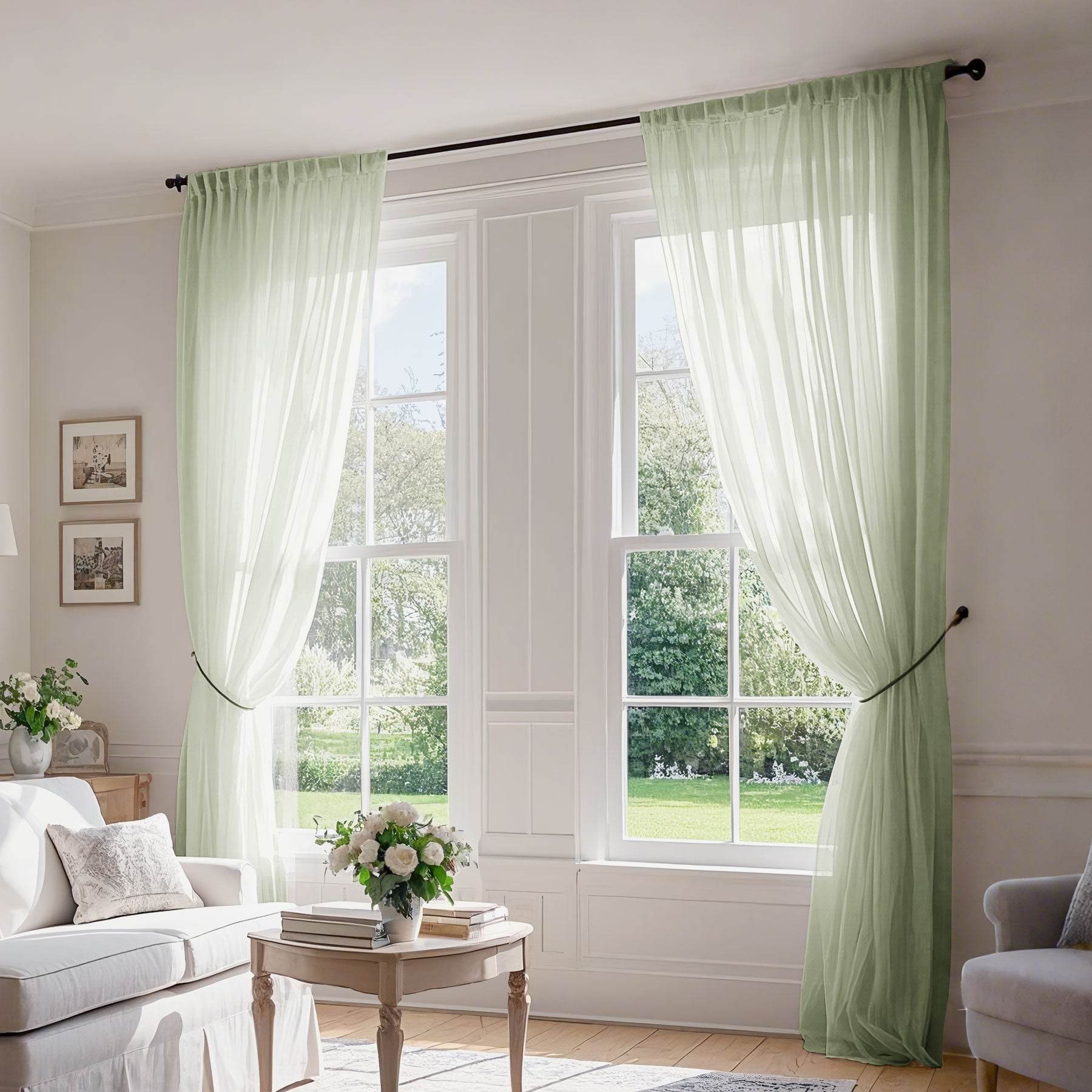 B01 Linen Textured Airy Sheer Curtain Pinch Pleat - Cololeaf