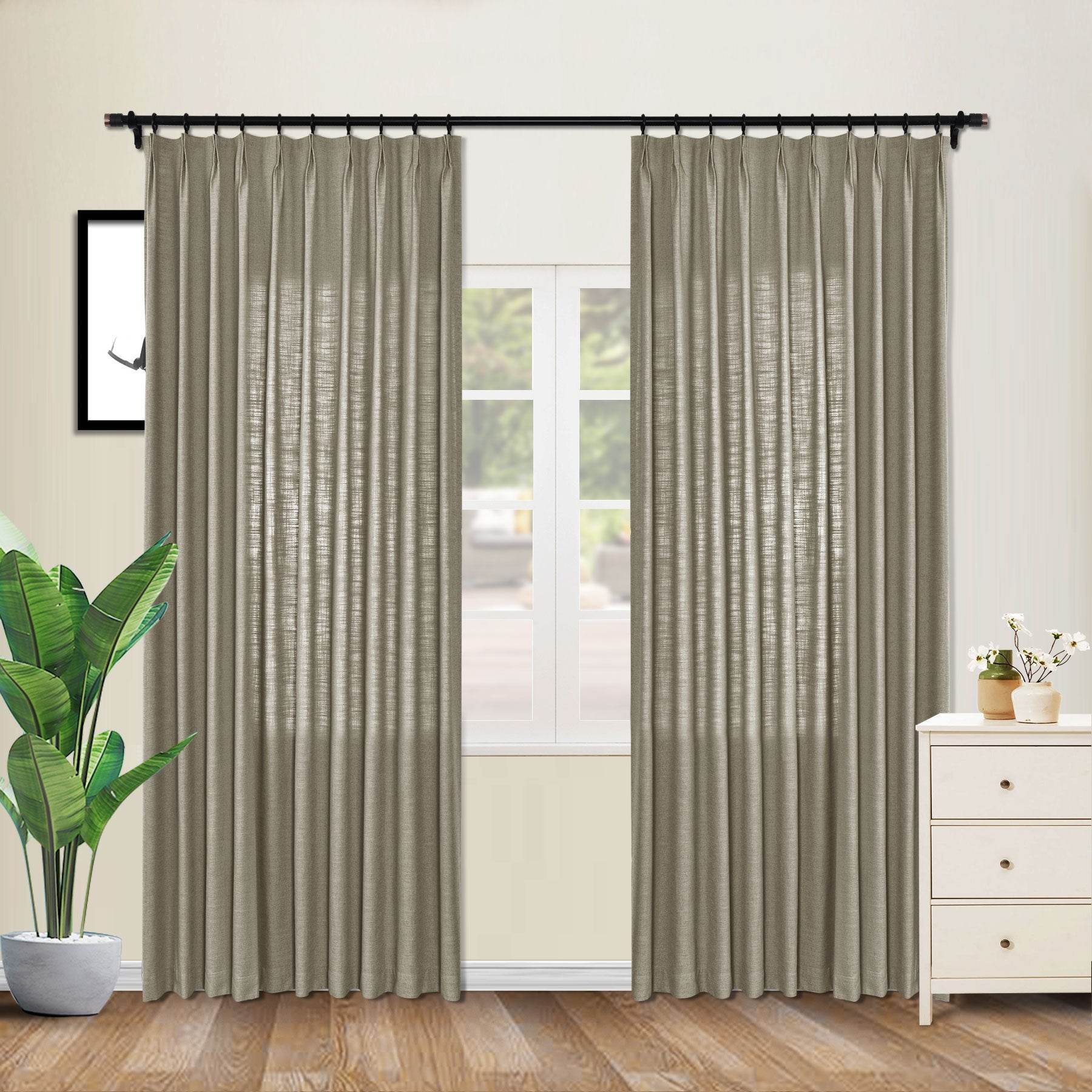 1908 Linen Blend Unlined Breathable & Natural Curtain Pinch Pleat - Cololeaf
