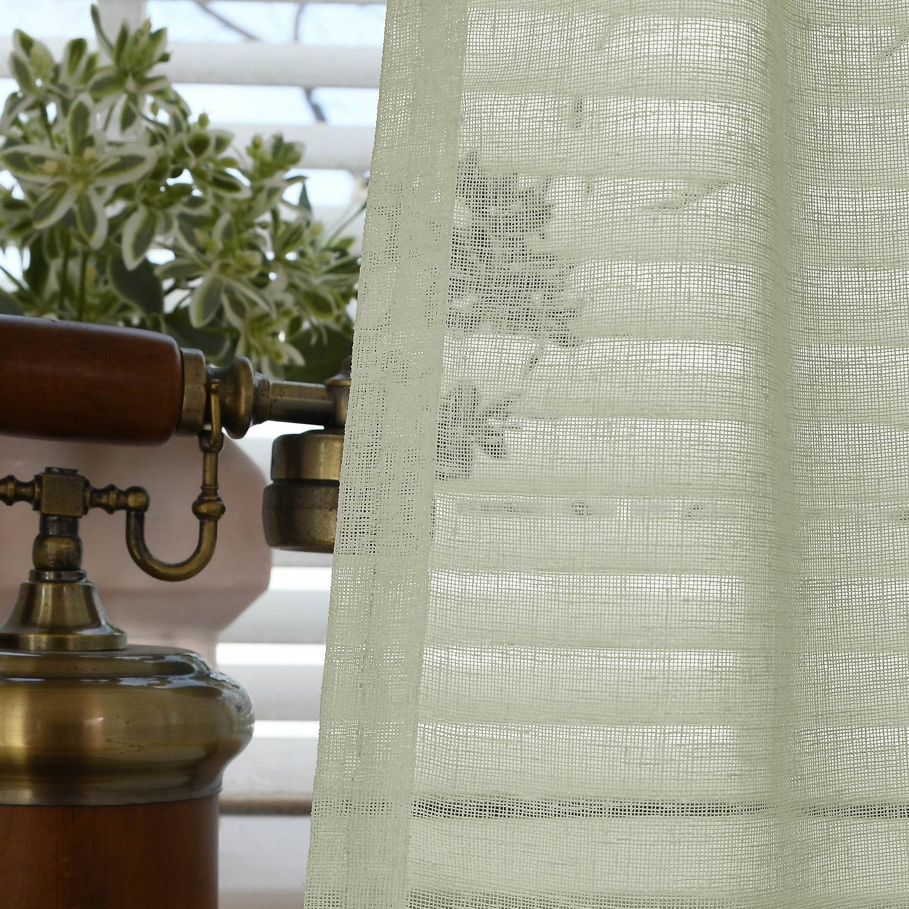 B01 Linen Textured Airy Sheer Curtain Pinch Pleat - Cololeaf