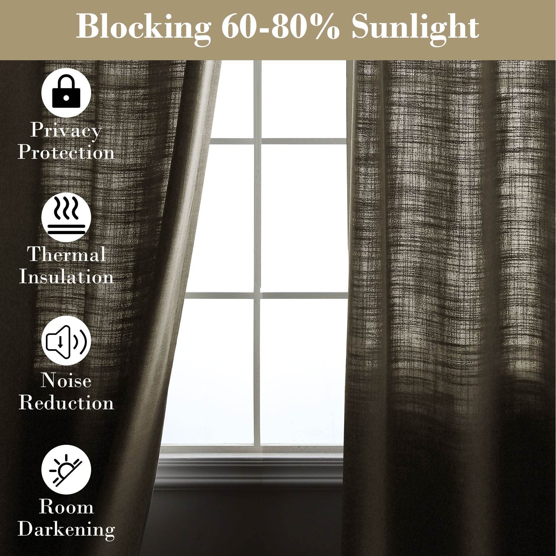 1908 Linen Blend Breathable & Natural Curtain Tab Top - Cololeaf