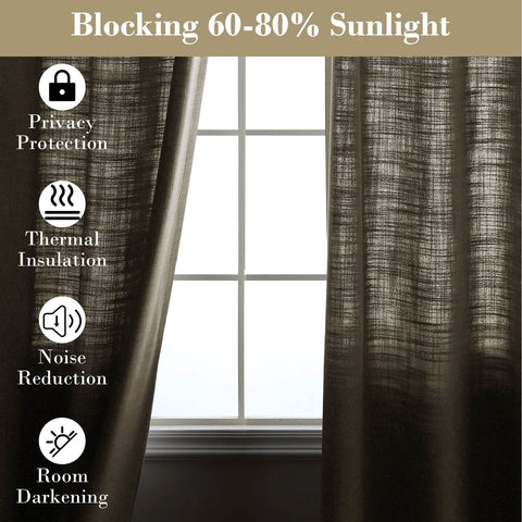 1908 Linen Blend Breathable & Natural Curtain Tab Top - Cololeaf