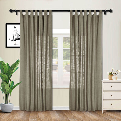 1908 Linen Blend Breathable & Natural Curtain Tab Top - Cololeaf